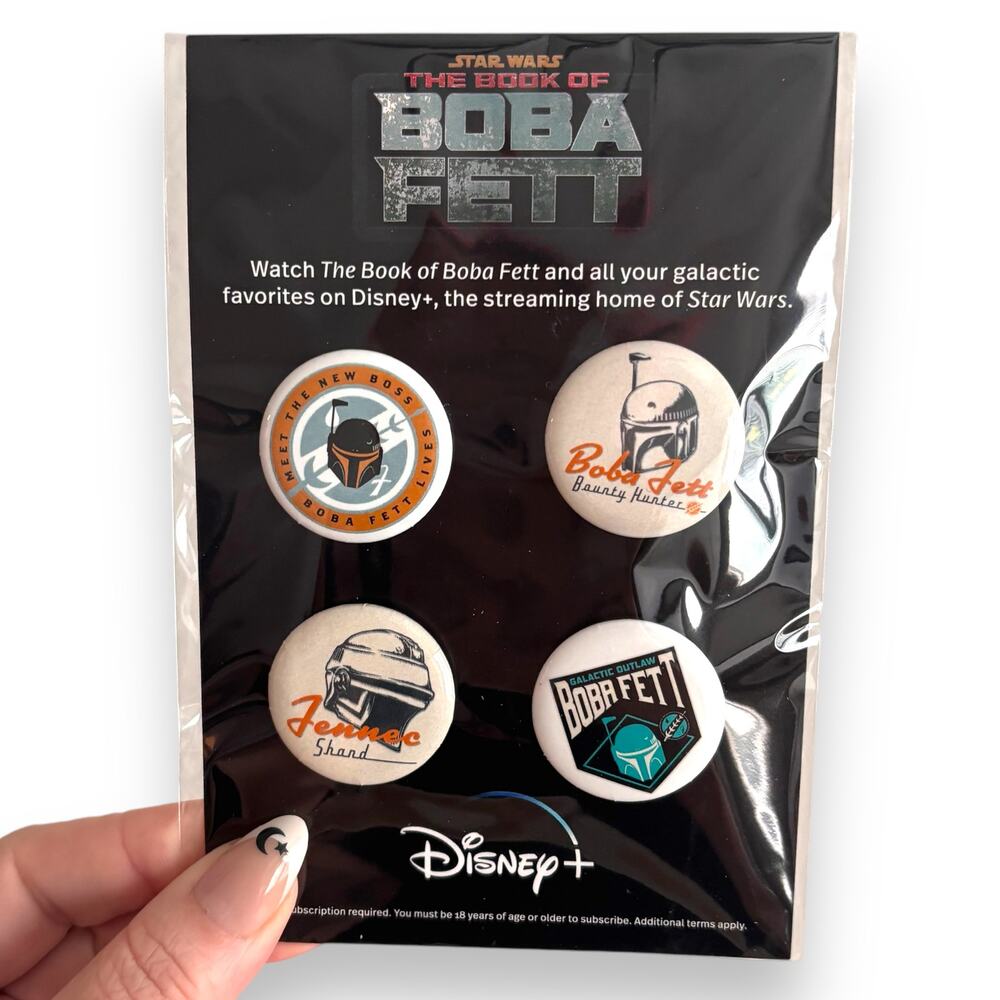 Star Wars Book of Boba Fett Pin Collection 2022 Set of 4 Buttons Disney NEW